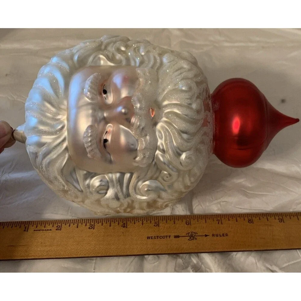 Vintage Blown Glass Jumbo Santa Claus Ornament 9.5”